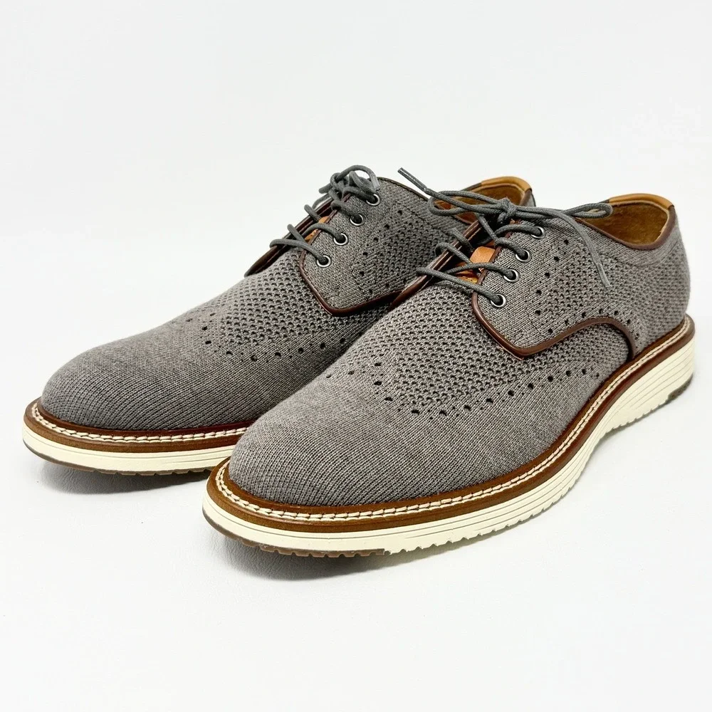 Johnston & Murphy Mens Upton Knit Wingtip Gray‎ Dress Sneaker 20-5368 Size 10M